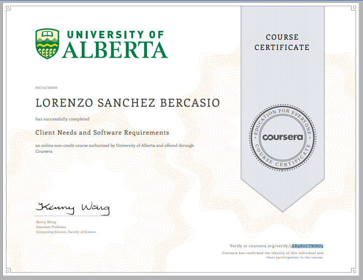 University of Alberta - Client Needs and Software Requirements