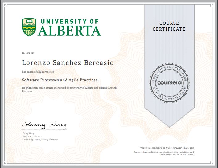 University of Alberta - Software Processes and Agile Practices